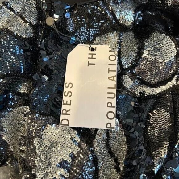 Dress The Population Blue/Silver Floral Sequin Natalie - Bodycon, Low Back XXL - Picture 4 of 4